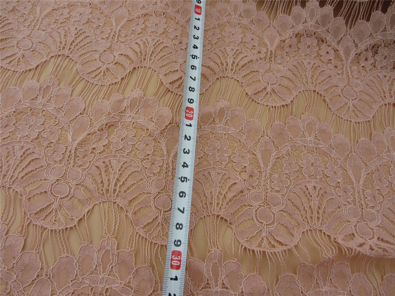 Blush Pink Eyelash Lace Fabric by the Yard or Wholesale for dress,bone lace fabric image 4