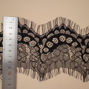 off white Lace Trim, Bridal Lace, Wedding Gown Lace, Alencon Lace, black Lace Trim-LSET012 image 6