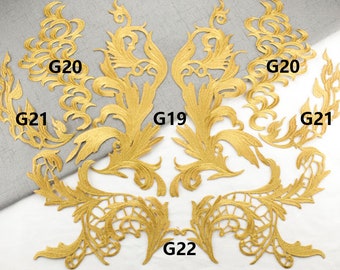 Gold applique  ,embroidery patch --1pair(2pcs)