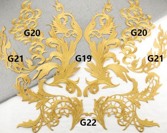 Apliques de ouro, remendo bordado -- 1 par (2 unidades)