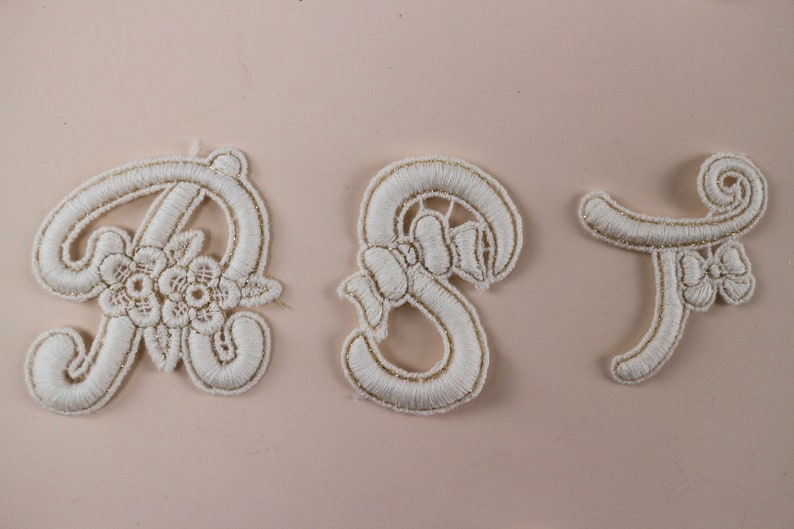 Thread Pattern Letters Letters of an Alphabet Appliques With Gold Thread,cotton Embroidery ...