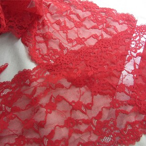 Stretch lace trim ,Red lace edges, Wide Stretch Lace Trim. 7,1yard image 4