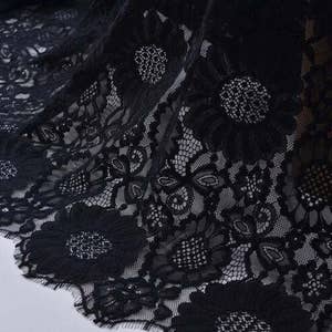 Cotton and nylon Lace Fabric,Black lace fabric for dress, eyelash lace fabric,cored lace ,off white  lace for dress-B1363