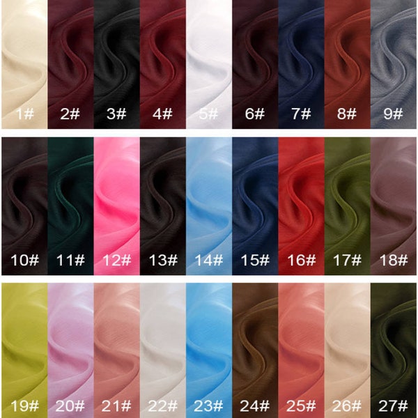 silk crinkle chiffon (5.5 Momme),1yard silk chiffon in 135cm width color1-27