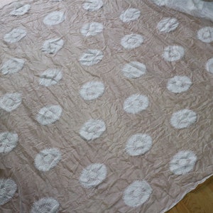 dandelion  circle Embroidery  on silk fabric in off white,off white ellipse lace fabric in off white,wedding dress fabric