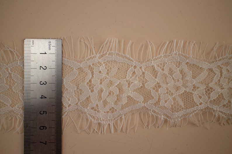 off white Lace Trim, Bridal Lace, Wedding Gown Lace, Alencon Lace, black Lace Trim-LSET012 image 8