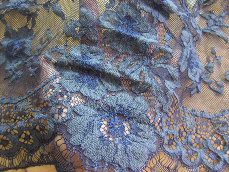 navy blue Chantilly Lace Fabric-150cm*150cm Eyelash Lace Trim Floral lace shawl navy wedding lace Wedding Table Decor