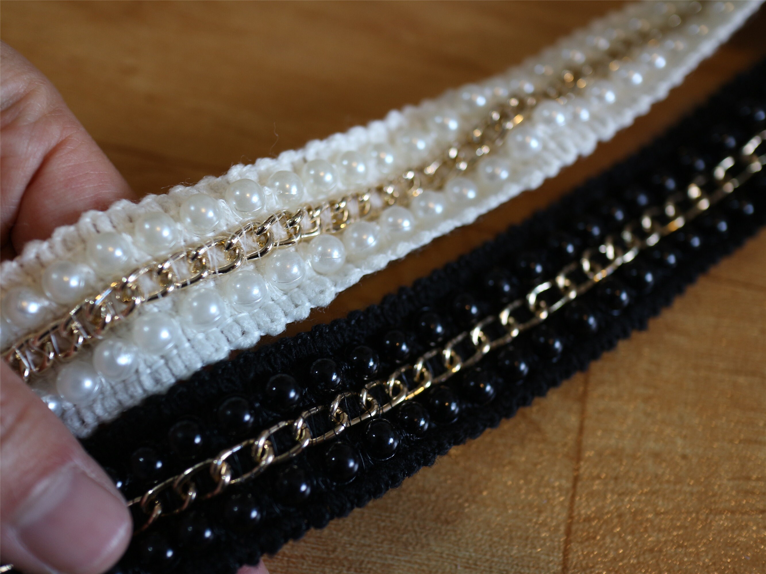 Beaded Trim black Beaded Ribbon Bugle Bead Insertion Etsy