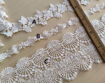 Cotton Lace Trim by yard , Crochet Lace Trim, Antique Lace Trim, white Cotton Lace,white lace trim-LLCT022
