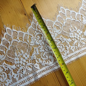 3 Yards off white French Chantilly Lace ,Exquisite Wide Black Eyelash Lace Trim-LSET020 image 6
