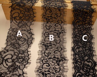 OFF WHITE Exquisite wedding Lace-LSET010, Eyelash Lace Trim in black for sewing, Shawls, Skirt, Lingerie,white lace trim
