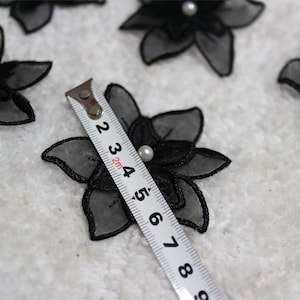 Black Lace applique,5pcs flower appliques,3D lace sticker image 5