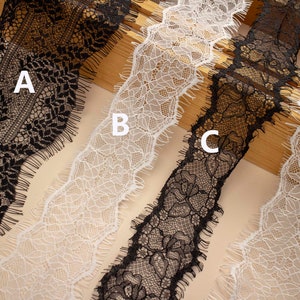 3yards Exquisite Wide Black Chantilly lace , ivory Eyelash Lace Trim ( More than 3 yards is not continuous)-LSET019