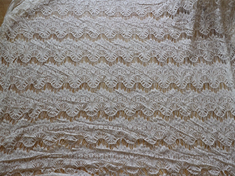 Blush Pink Eyelash Lace Fabric by the Yard or Wholesale for dress,bone lace fabric image 5