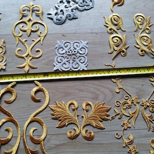 Gold applique ,embroidery patch,lace applique,Baroque applique 1pair2pcs image 9