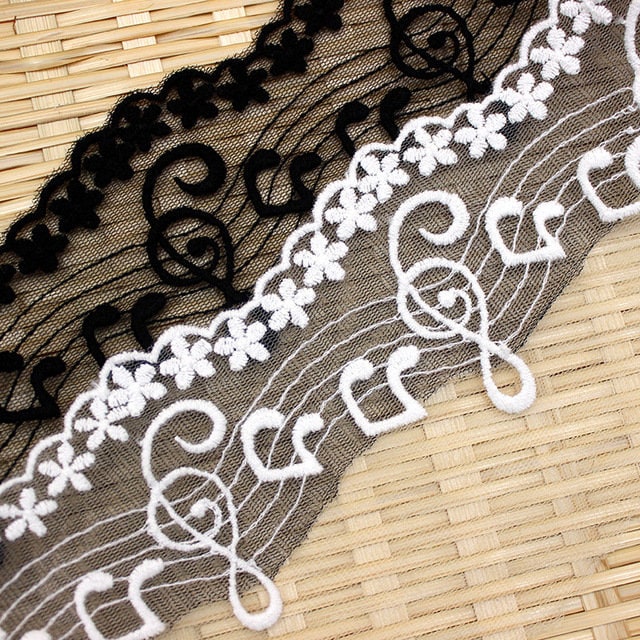 Music Note Ribbon Pattern Music Note Lace Ribbon Online Store Musical Notes Embroidered Ribbon ...