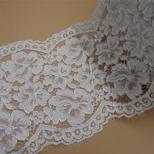 thick lace with silver cord,white Lace Trim - Extra Wide black Lace Trim, 22cm Wide silver Lace Trim