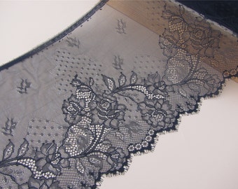 Eyelash Lace Trim in black for sewing, Shawls, Skirt, Lingerie,white lace trim-LSM3L03-black Exquisite wedding Lace