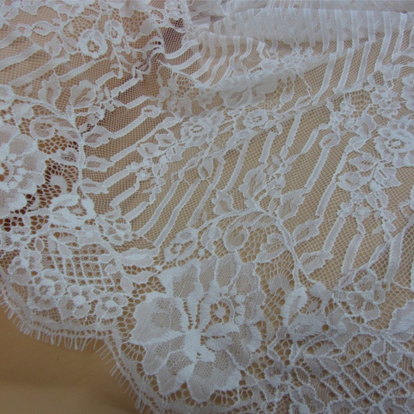 3Yards*59" Exquisite white Lace fabric , Eyelash Lace Trim in white For Wedding, Shawls, Skirt, Lingerie black lace trim,white dress lace