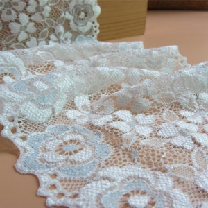 2Yards Light Blue 5&quot; Elastic Lace Stretch Lace Elastic Lace Trim Headband Bridal Garter DIY lace