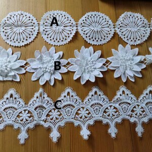 Milk white lace trim for DIY sewing,white lace trim ,circle trim in 10.5cm-LLPT004N