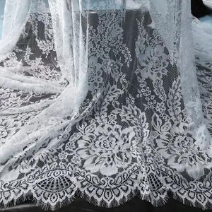 Chantilly Lace Fabric,off  White floral Lace fabric  for wedding 59" width,black lace fabric