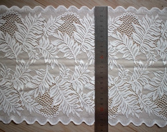 off white lace trim,Elastic Lace,leaves trim ,off white wedding lace,Stretch Lace Trim-lingerie lace Trimming,23cm width rim sell by yard