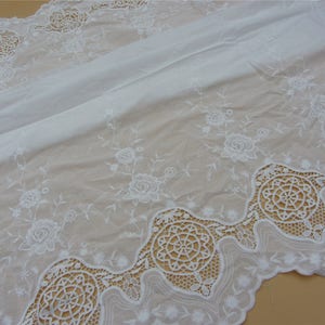 hollow up rose lace fabric,white embroidery wedding dress lace fabric,DIY skirt craft