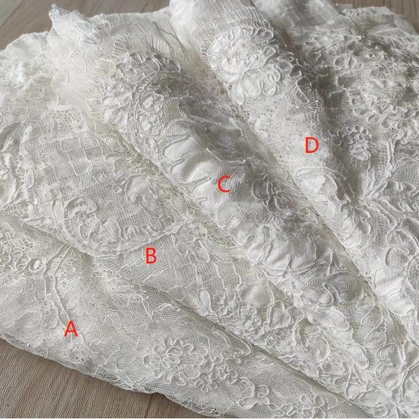 For sale Corded lace ,Chantilly Lace Fabric, 59 inches Wide for wedding Veil, Dress, Costume, Craft Making-corded Lace, off white lace