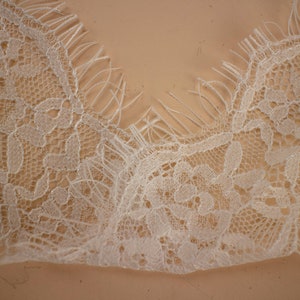 off white Lace Trim, Bridal Lace, Wedding Gown Lace, Alencon Lace, black Lace Trim-LSET012 image 9