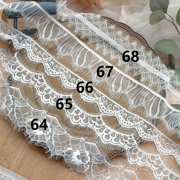 3meters Chantilly lace trim in off white ,black  Eyelash Lace Trim,Chantilly Lace Edging-LSET021