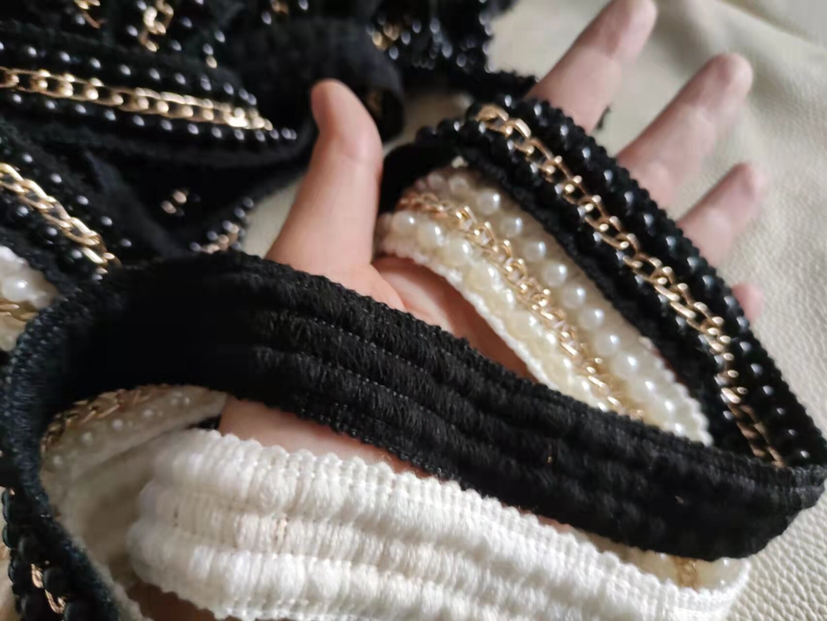 Beaded Trim black Beaded Ribbon Bugle Bead Insertion Etsy