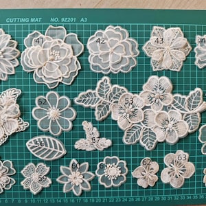 Flower appliques,3D lace sticker,lace applique,off white applique,Lace flower
