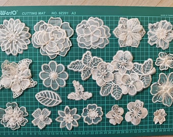 Blumen Applikationen,3D Spitze Aufkleber,weiße Applikation,Spitzenapplikation,Spitzenapplikation,Spitzenapplikation