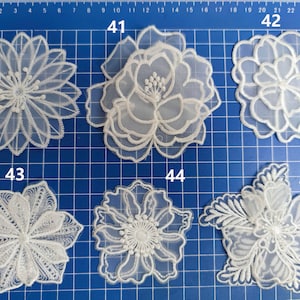 Flower appliques,3D lace sticker,lace applique,off white applique,Lace flower