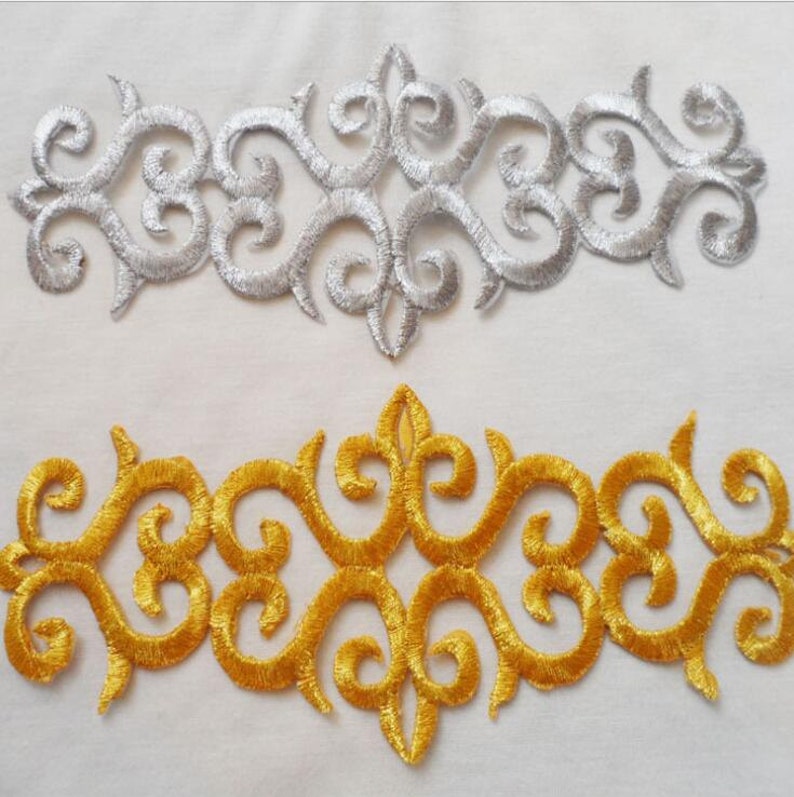 Metallic Gold Embroidery Patch Silver patch Gold applique Etsy