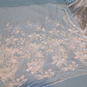 lotus  Embroidery  on silk fabric in off white,off white lace fabric in off white,wedding dress fabric