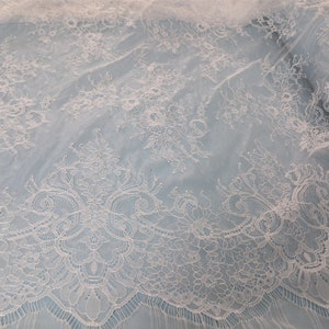 Chantilly Eyelash Lace Trim, Chantilly Lace Fabric, 59 inches Wide for Veil, Dress, Costume, Craft Making image 5