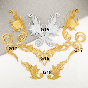 Gold applique  ,embroidery patch --1pair(2pcs),silver appliques