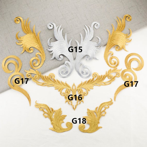 Gold Applique ,embroidery Patch,lace Applique,baroque Applique 1pair2pcs 