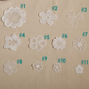 20 Stück weiße Baumwoll Applikation, Hochzeitsspitze Applikation, Rosenblüten Spitzen Applikation, BlumenSpitze Applikation, Hochzeit Accessoire DIY, BrautSpitze