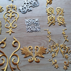 Gold applique ,embroidery patch,lace applique,Baroque applique 1pair2pcs image 4