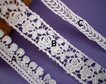 off white Cotton ribbon DIY material lace trim online sale-LLCT005