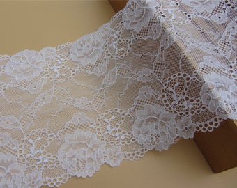 bras lace,pure white wedding lace,Stretch Lace Trim - Extra Wide black Lace Trim, 17.5 cm Wide Lace Trim,lingerie lace,