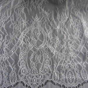 Chantilly Wimpern Spitzenstoff in wollweiß für Brautkleider,3 Yards * 59&quot;weiße Wimpern Spitzenstoff, schwarze Wimpern Spitzenstoff-T009