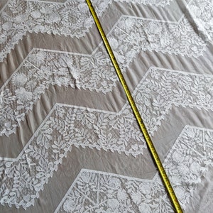 Wave embroidery silk fabric in 120cm wide,floral silk chiffon lace fabric in off white,wedding dress fabric