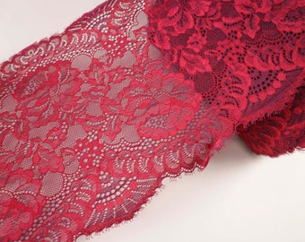 Stretch lace trim ,Red lace edges, Wide Stretch Lace Trim sell by yard