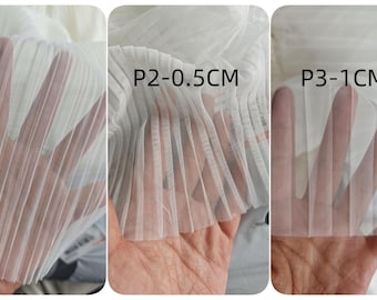 Plissee Mesh Gaze Tüll Stoff, Plissee Stoff DIY Sewing Craft Material Designer Stoffe für Kleid, drapieren weiße tüll