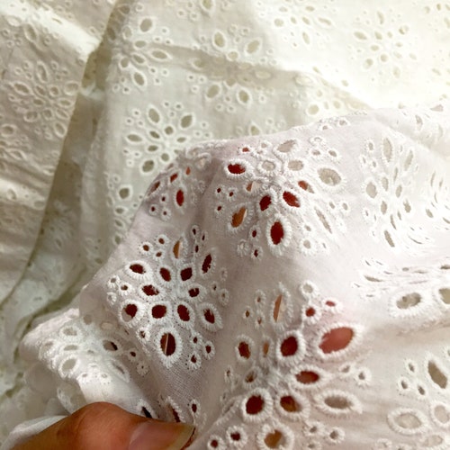 Eyelet Fabric by the Yard 100% Cotton Lace Fabric off White - Etsy