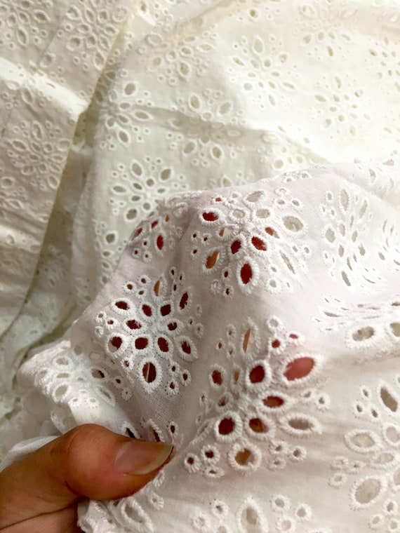 4.5ft Cotton Ivory Lace Fabric in White Retro Hollowed Flower - Etsy